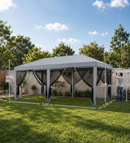 Tonnelle Moustiquaire Pliante 6x3M Gris