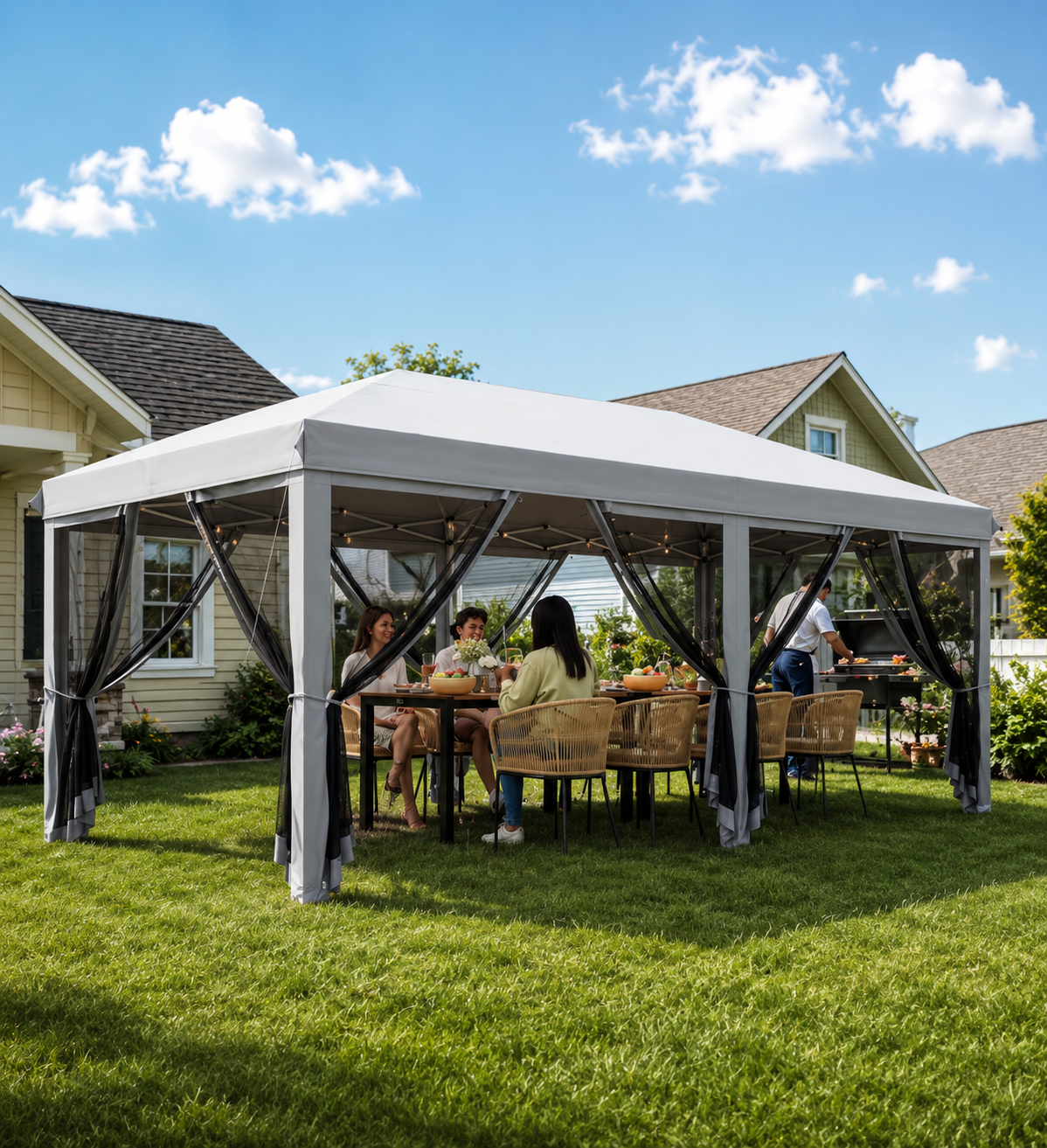 Tonnelle Moustiquaire Pliante 6x3M Gris