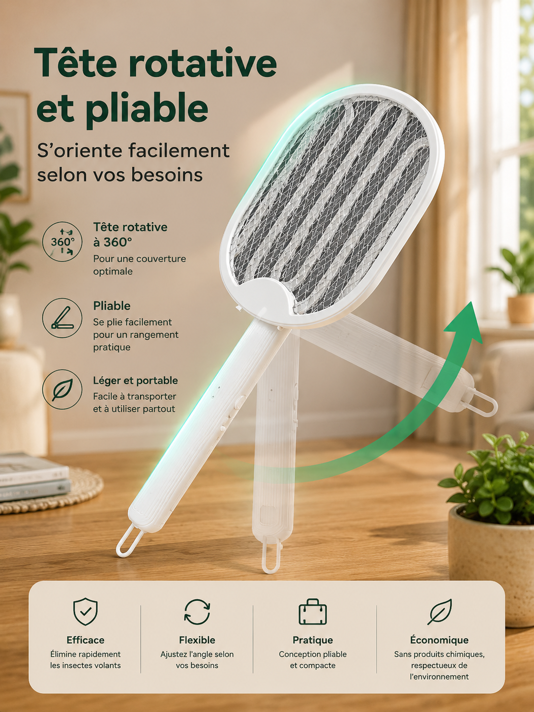 Raquette Anti-Moustique pliable Rechargeable