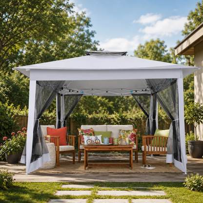 Pavillon Pliant 3x3M Étanche avec Moustiquaire