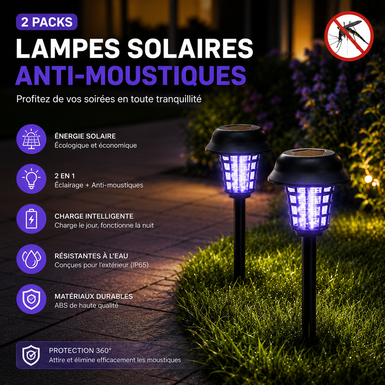 Lampes Solaires Etanches Anti-Moustique