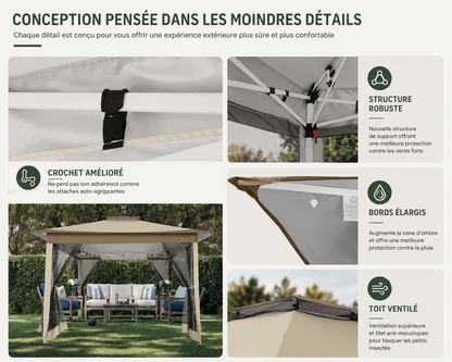 Pavillon Pliant 3x3M Étanche avec Moustiquaire