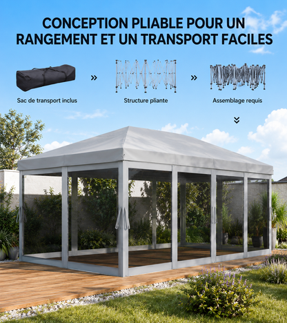Tonnelle Moustiquaire Pliante 6x3M Gris