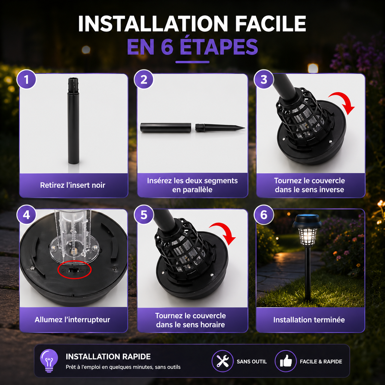 Lampes Solaires Etanches Anti-Moustique
