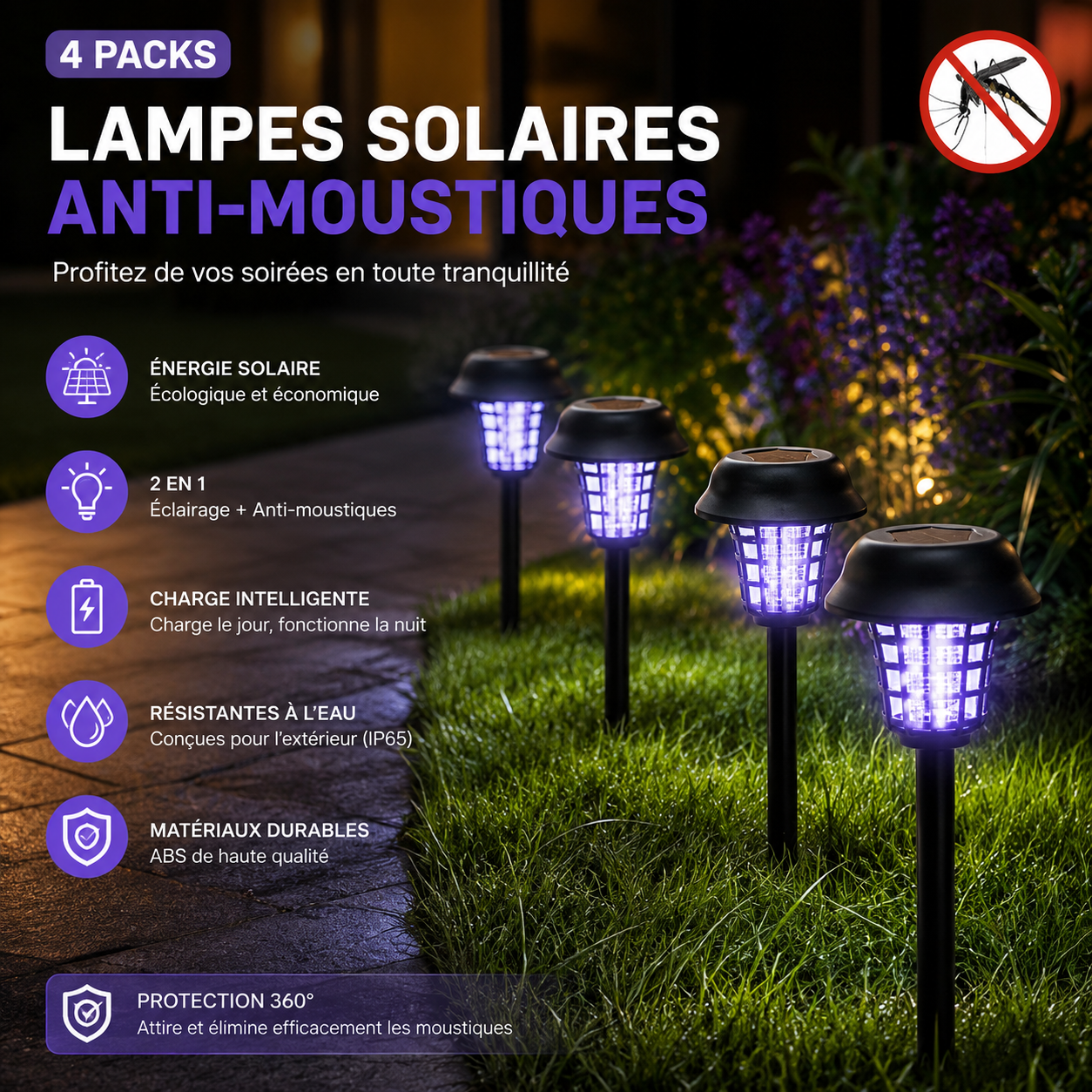 Lampes Solaires Etanches Anti-Moustique