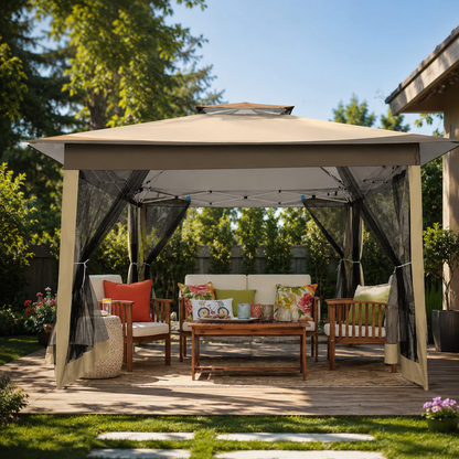 Pavillon Pliant 3x3M Étanche avec Moustiquaire