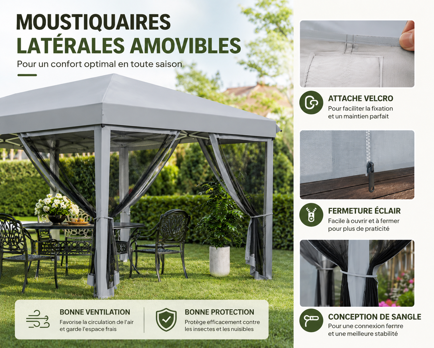 Tonnelle Moustiquaire Pliante 6x3M Gris