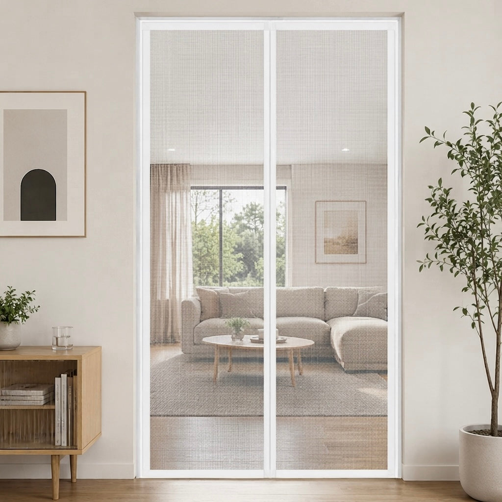 Moustiquaire pour Porte Blanche Fermeture Automatique